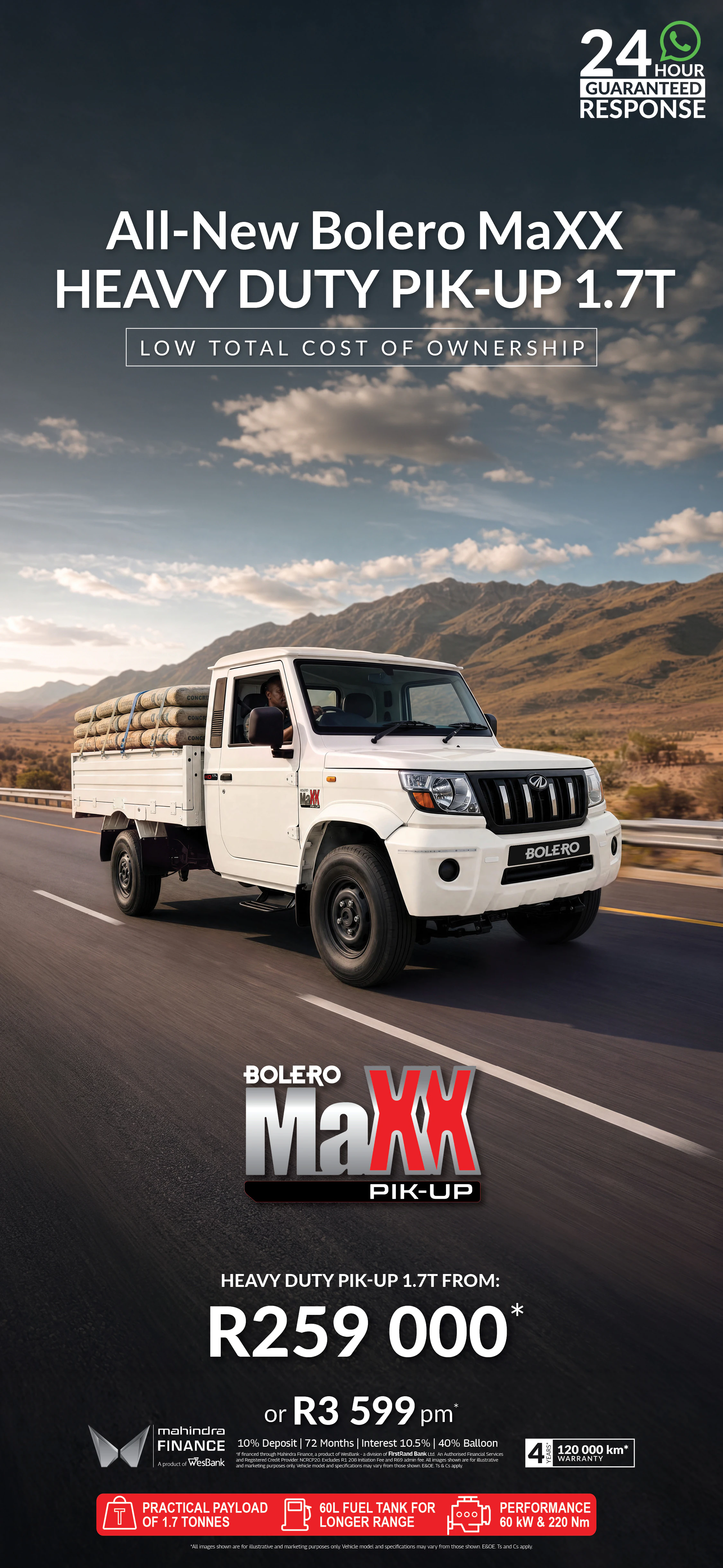 All-new Mahindra Bolero MaXX MaXX Heavy Duty 1.7T Pik-Up offer