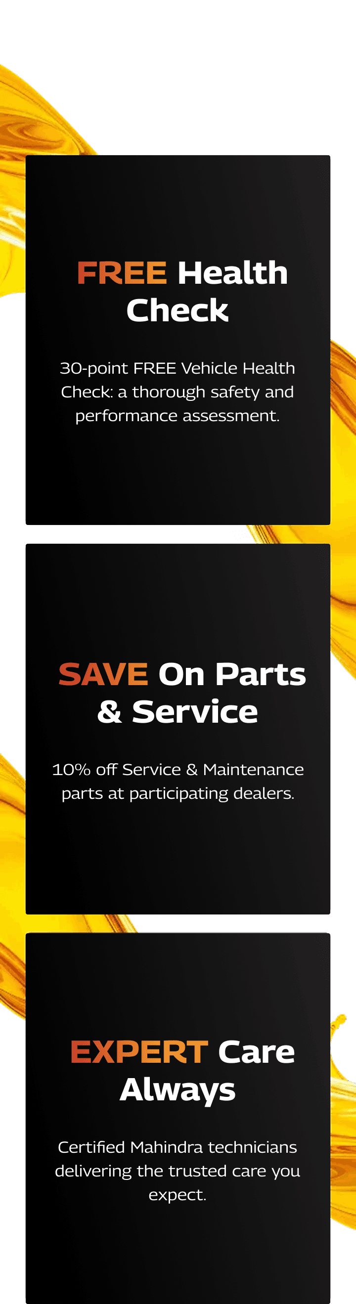 Free Health Checks, Save On Parts & Service, Expert Care Always